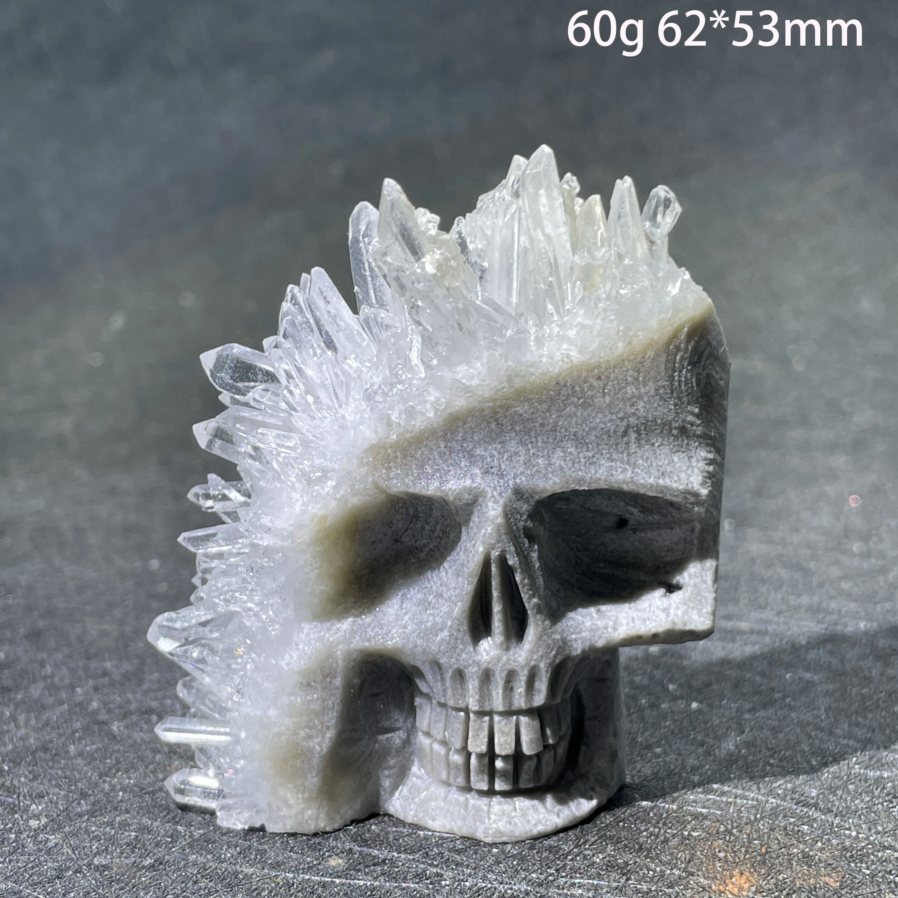 Natural Crystal Carving Skull Stone Clear Quartz Cluster Polished Rock