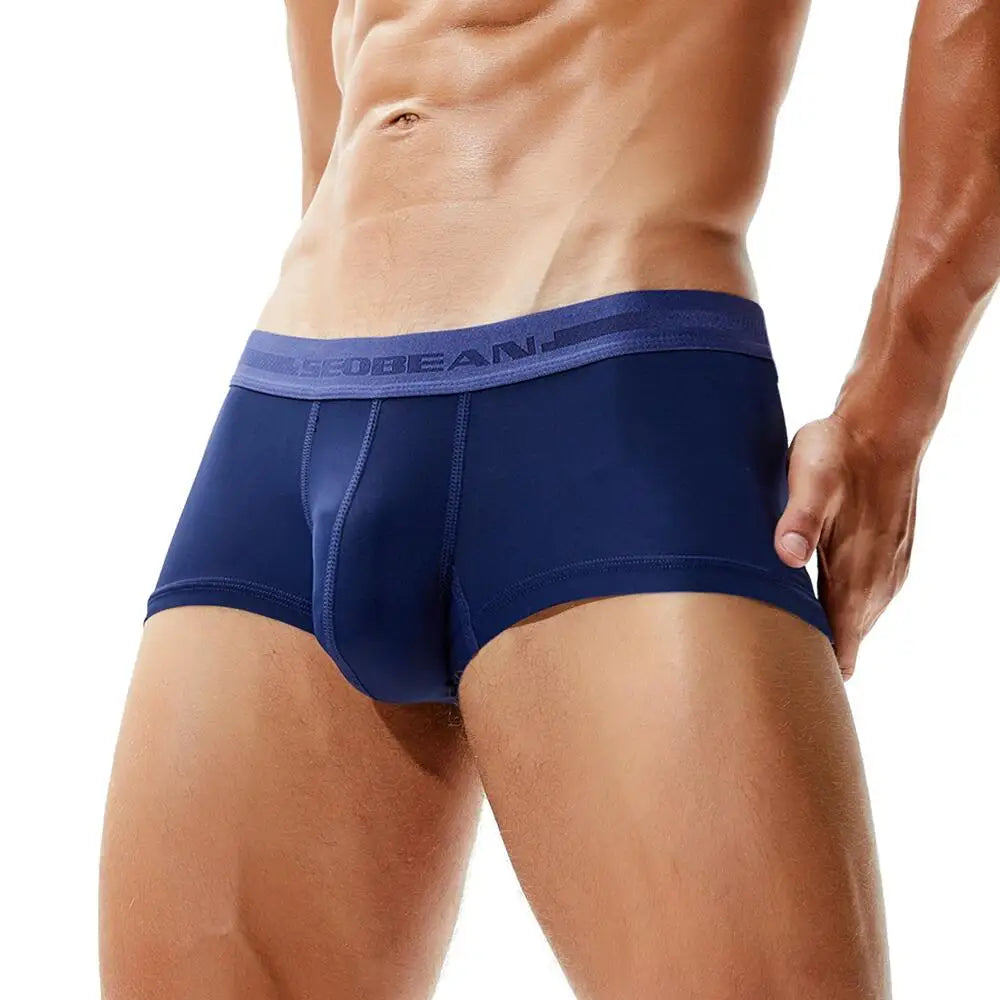 SEOBEAN Mens Boxers Sexy Underwear Men Underpants U convex Pouch Male Panties Low Waist Solid Boxer Shorts