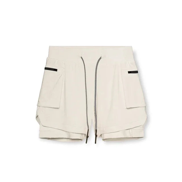 2025 Sport Shorts Men Sportswear Double-deck Running Shorts 2 In 1 Beach Bottoms Summer Gym Fitness Training Jogging Short Pants
