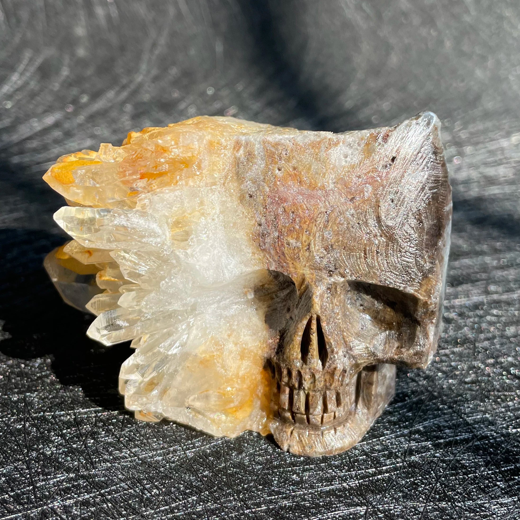 Natural Crystal Carving Skull Stone Clear Quartz Cluster Polished Rock