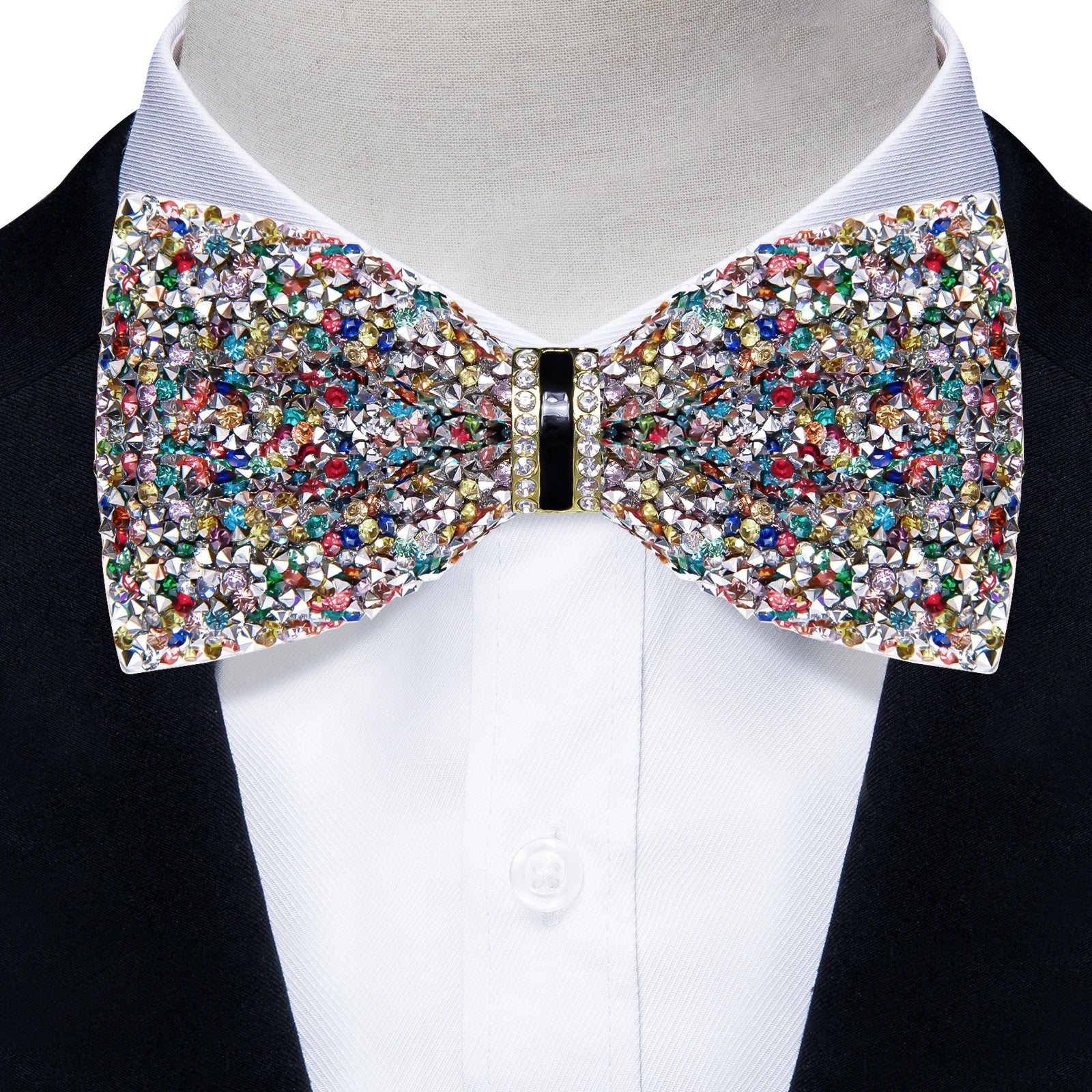 Sparkle Rhinestone Bow Ties for Men Pre-Tied Diamond Sequin Bowtie with Adjustable Length Wedding Party