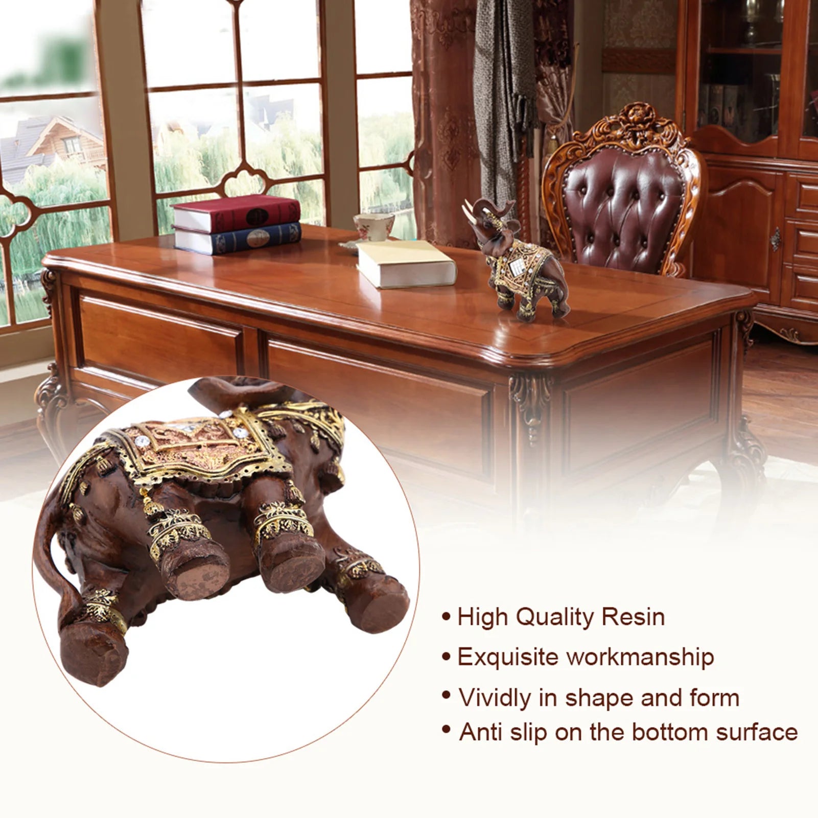Feng Shui Elephant Lucky Feng Shui Wood Grain Elephant Statue Sculpture Wealth Figurine Gift Home Decoration Elephant Sculpture
