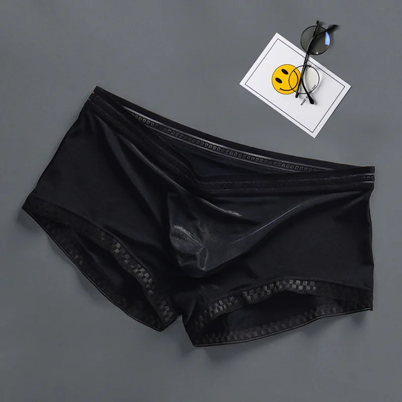 Men's Ice Silk Boxer Pants Breathable Panties Sexy Transparent Ultra-thin Underwear Breathable Comfortable Underpants