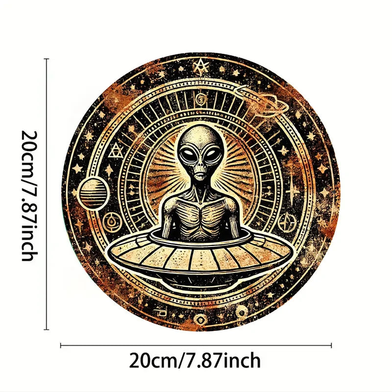 Vintage Alien Metal Wall Sign - 8-Inch Aluminum Plaque, Weather-Resistant Decor for Home, Office, Bar & Parties