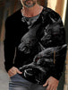 2024 new men's long-sleeved t-shirt 3d printed high-definition wolf animal print men's autumn tops casual round neck t-shirt