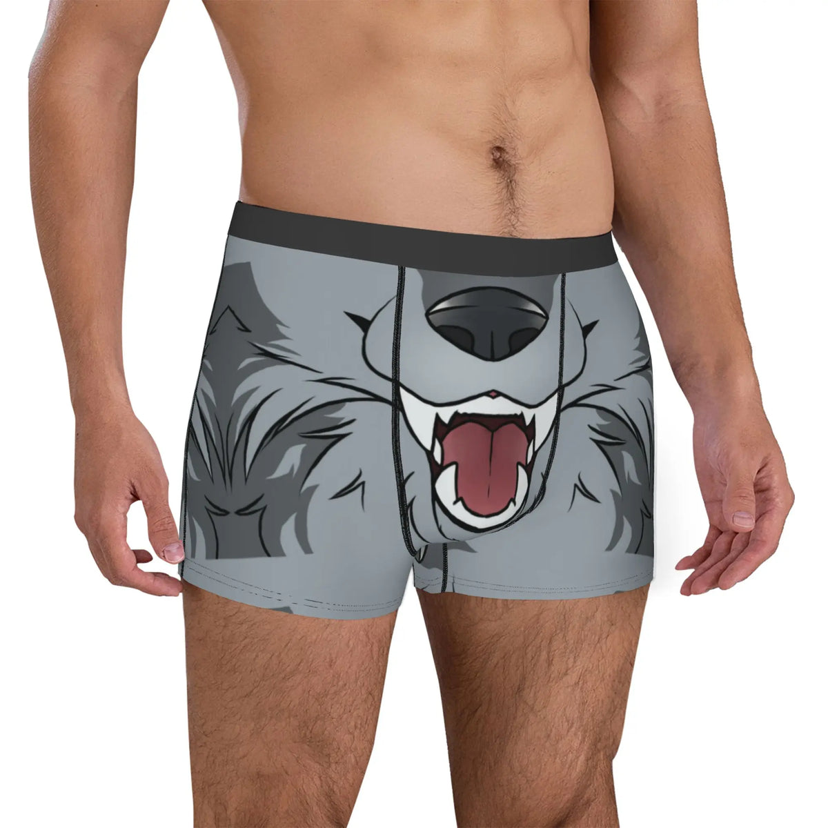 Grey Wolf Maw Boxer Shorts For Homme 3D Print Animal Underwear Panties Briefs Stretch Underpants