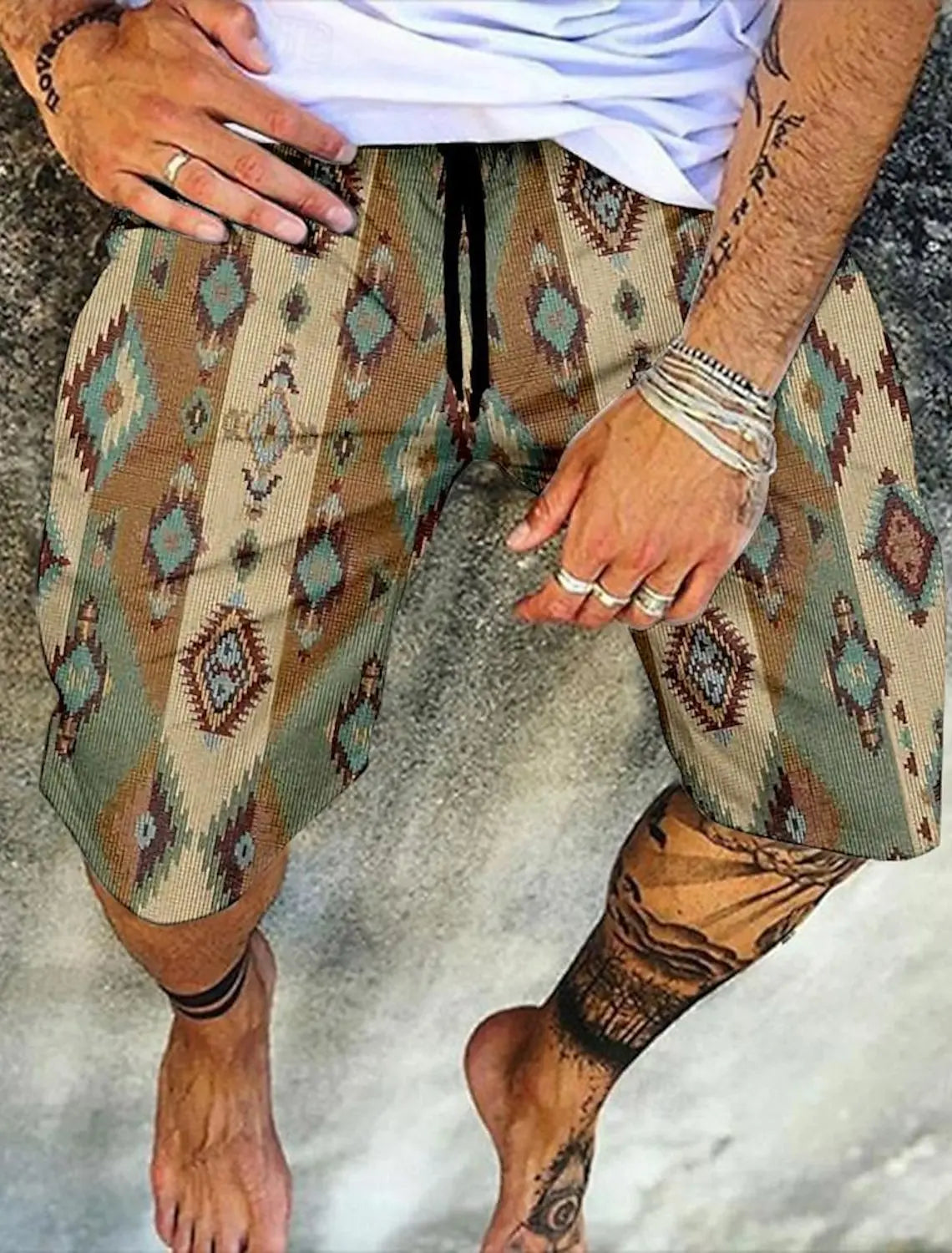 Men's Retro Swim Trunks 3D Ethnic Style Printed Beach Shorts Quick Dry Outdoor Leisure Sports Shorts Swimwear Men's Shorts