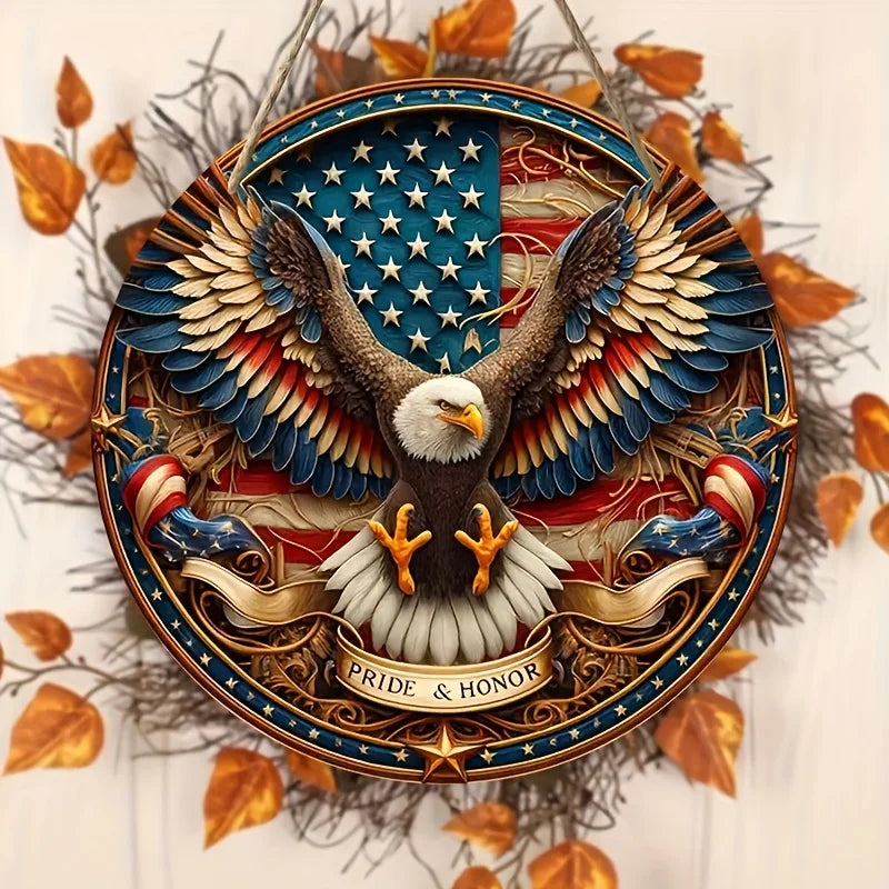 1 Piece American Style Patriotic Wooden Mural - Multi-Purpose 2D Printing Door Hanging Decoration for Home, Office, Cafe, Bar - No Power Supply Required, Garland Decoration, Suitable for Door and Porch Decoration