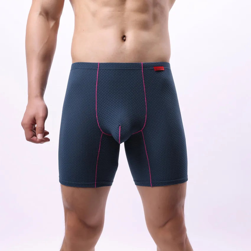 Mens Long Legs Boxer Briefs Breathable Pouch Trunks Casual Underpants Underwear Men Stretch Shorts
