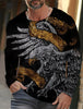 2024 new men's long-sleeved t-shirt 3d printed high-definition wolf animal print men's autumn tops casual round neck t-shirt