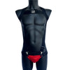 Sets Men Bodysuit Suspender Jumpsuits Nylon Jock Strap Harness Gay Underwear Jockstrap Laser Faux Leather Removable Penis Pouch