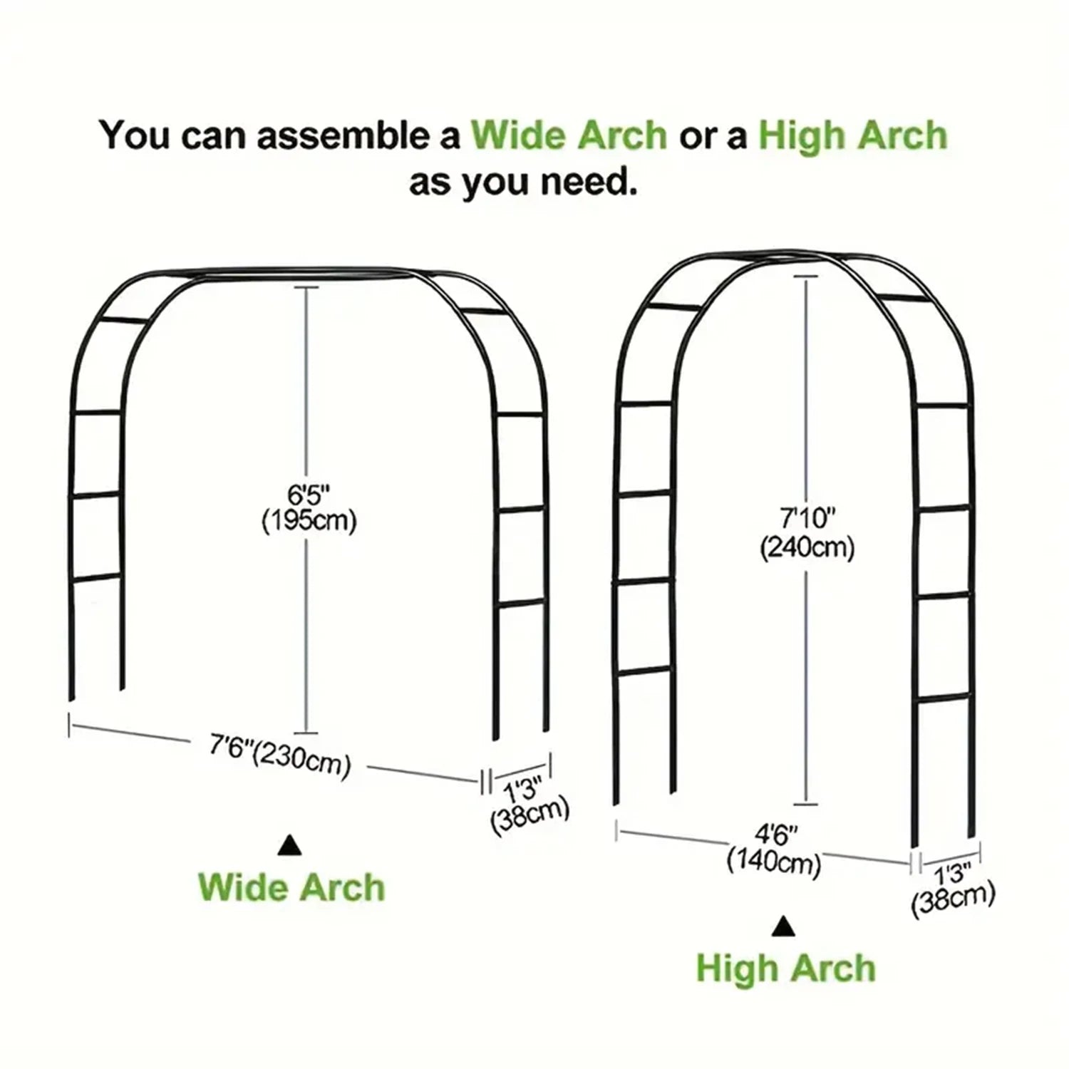 The (black) metal garden wedding arch can be freely assembled, suitable for various climbing plant parties, decorating pavilions