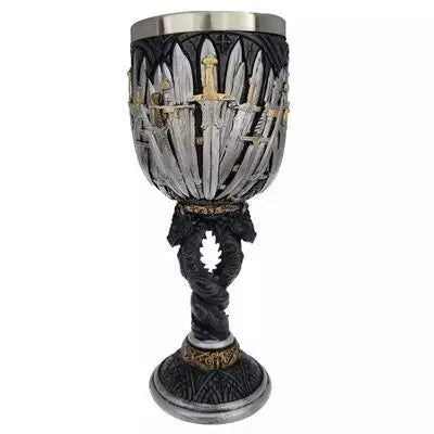 3D Goblet Cup Mini Beer Mug  Coffee Mugs Wine Glass Resin Stainless Steel Iron Tankard Sword  Dragon Wolf Map Drinkware Viking