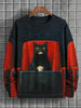Men's Winter Skiing Animal Kitten Printed Casual Sweatshirt Fashion Round Neck Pullover Sweatshirt Polyester Fabric 2025 New