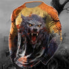 Men's Long Sleeve T-shirt Winter 3D Animal Print T Shirts Street Fashion Wolf Pattern Tops Tees Oversized Men's Clothing