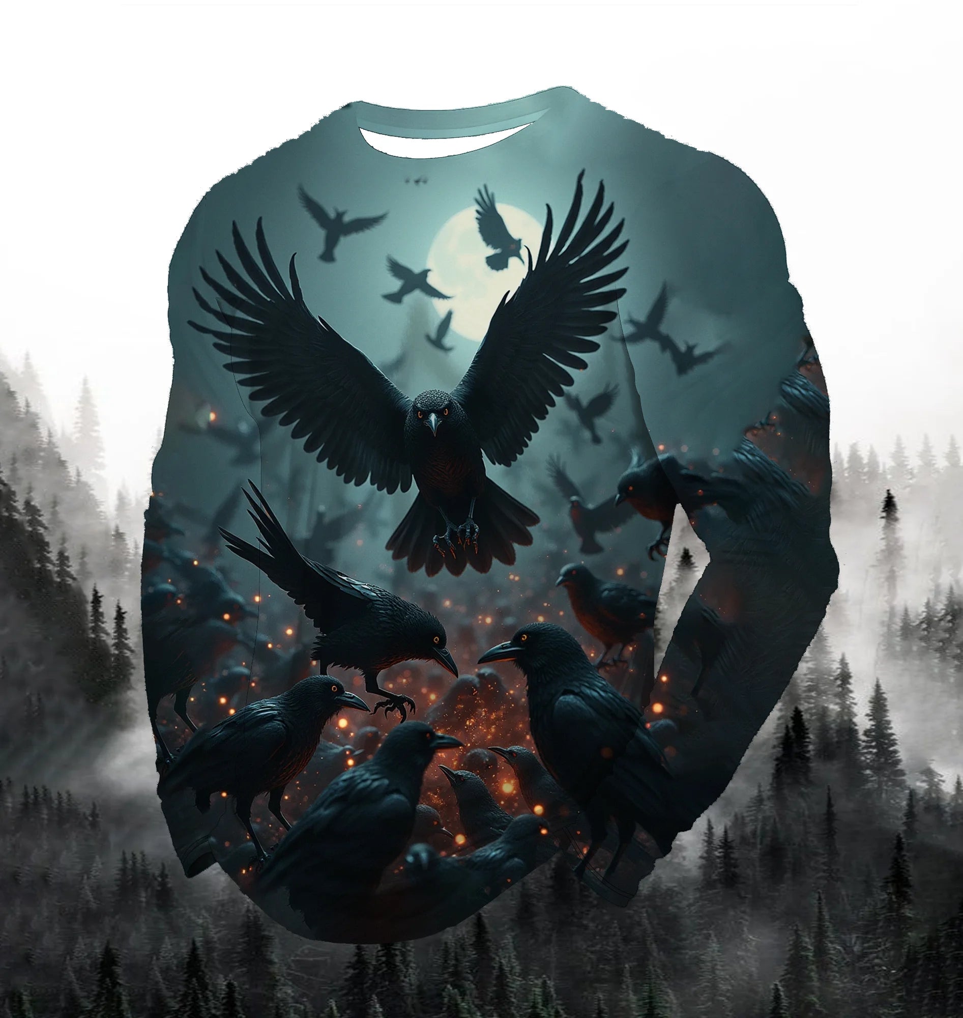 Men's Fashion Printed Round Neck Long Sleeve Party Autumn Sports Leisure Pullover Men 3D Flying Eagle Printed Loose Sports Top
