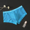 Men's Transparent Boxers Mesh Striped Underwear Low Waist Ultra-Thin Bikini Sexy Breathable Underwear Summer 3d Crotch Boxer