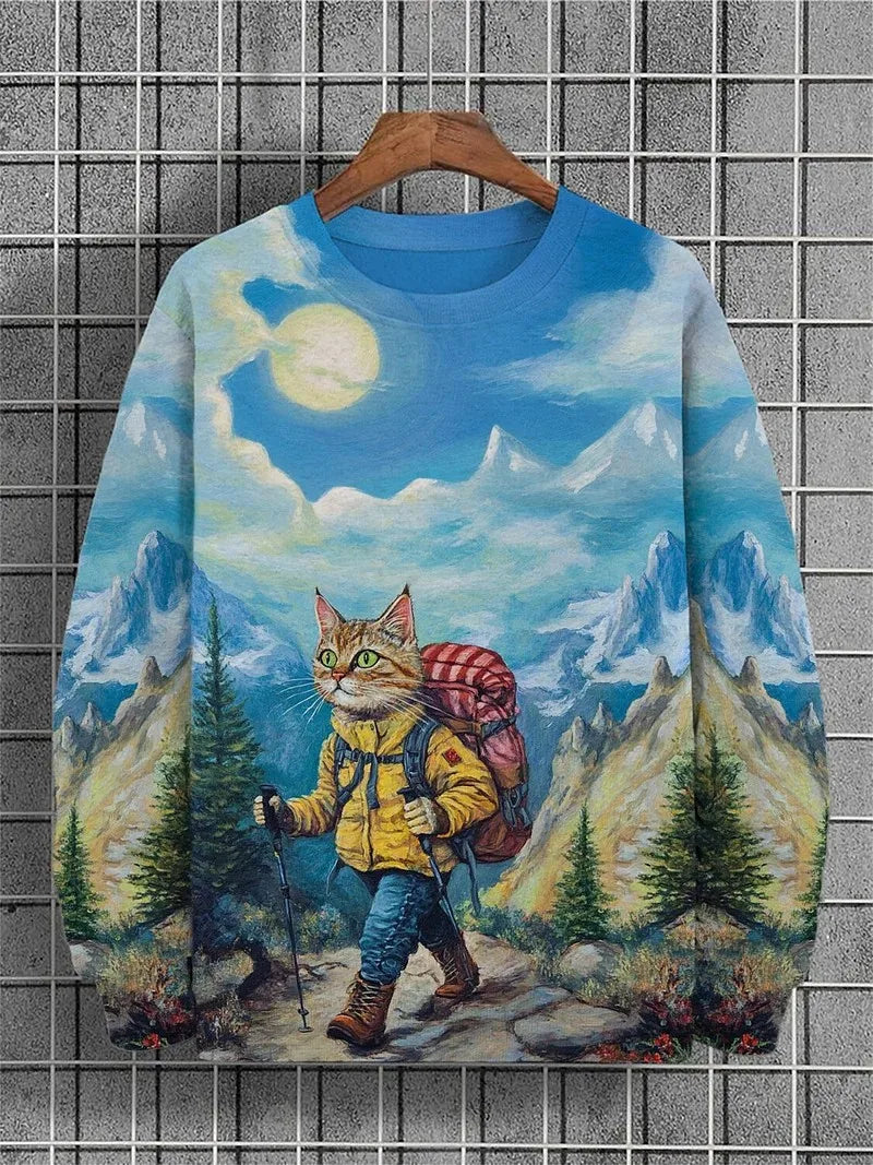 2025 Men's Animal Sweatshirts Long Sleeve Sweatshirt Crew Neck Fashion 3D Printed Japanese Art Prints Casual Sweatshirts