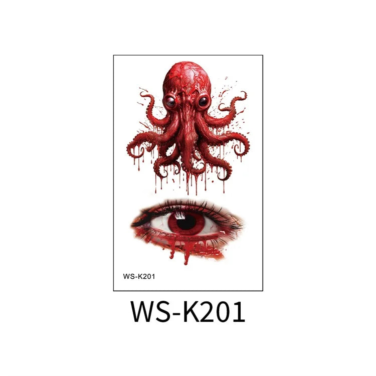 Halloween Big Scars 3D Tattoo Temporary Bloody Marks Skull Disposable Party Makeup Horrible Body Art Festival Sticker Waterproof