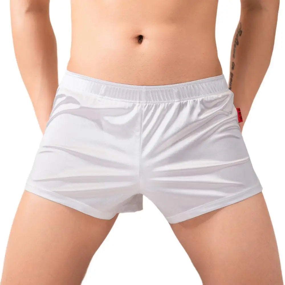 Mens Pajamas Shorts Homewear Smooth Silky Underwear Men Sleep Bottoms Loungewear Boxer Shorts Men Underpants Boxers