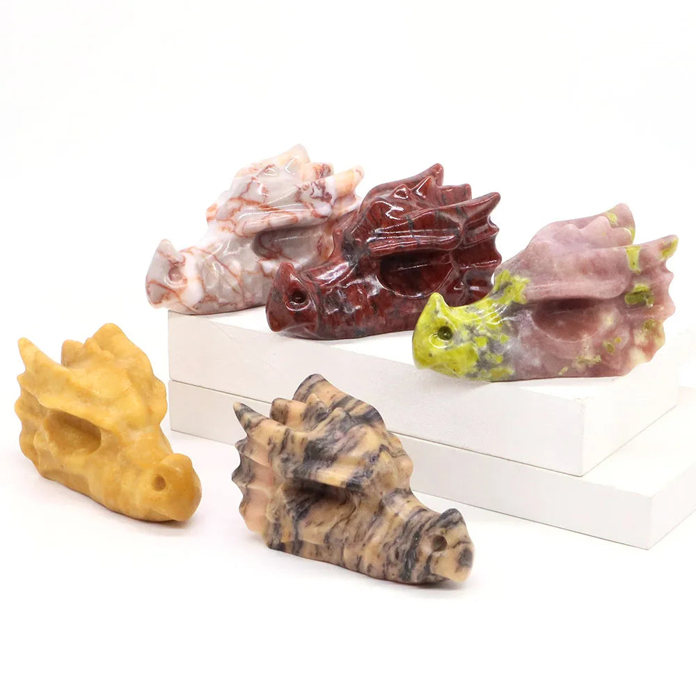 Dragon Head Statue Natural Gemstone