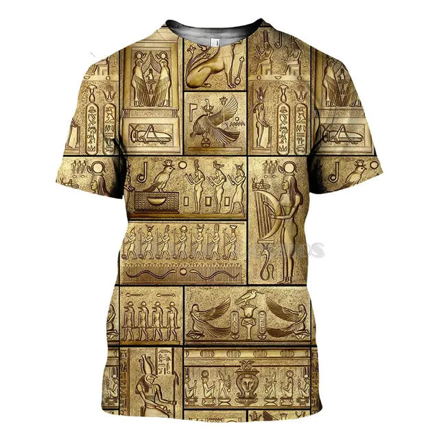 Men's Egyptian Totem 3D Printed T Shirt Summer Funny Retro Mystery Ancient Horus Harajuku Short Sleeve Streetwear