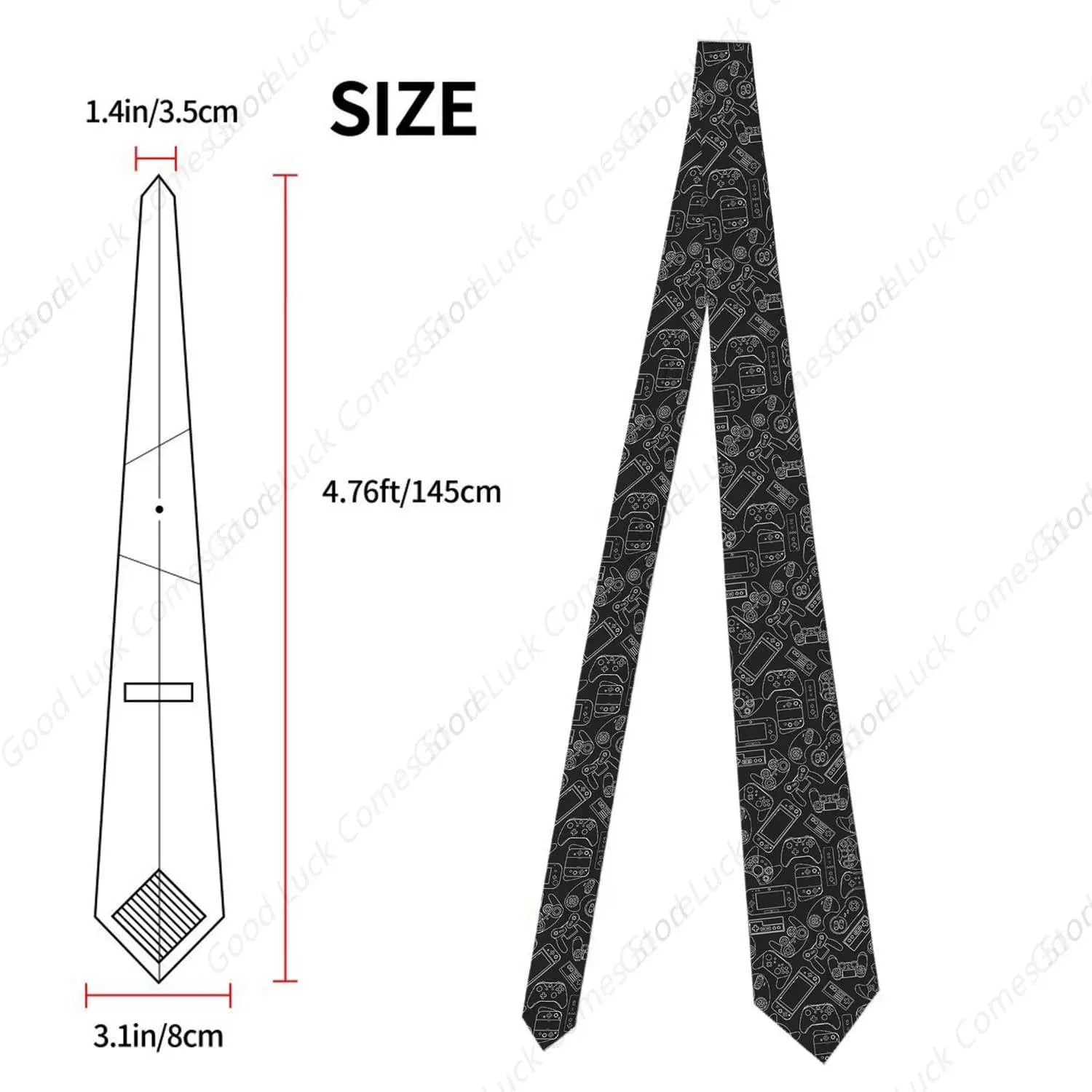 Video Game Controller Black Men's Tie Necktie Formal Business Suit for Men Wedding Groom Groomsmen Boyfriend
