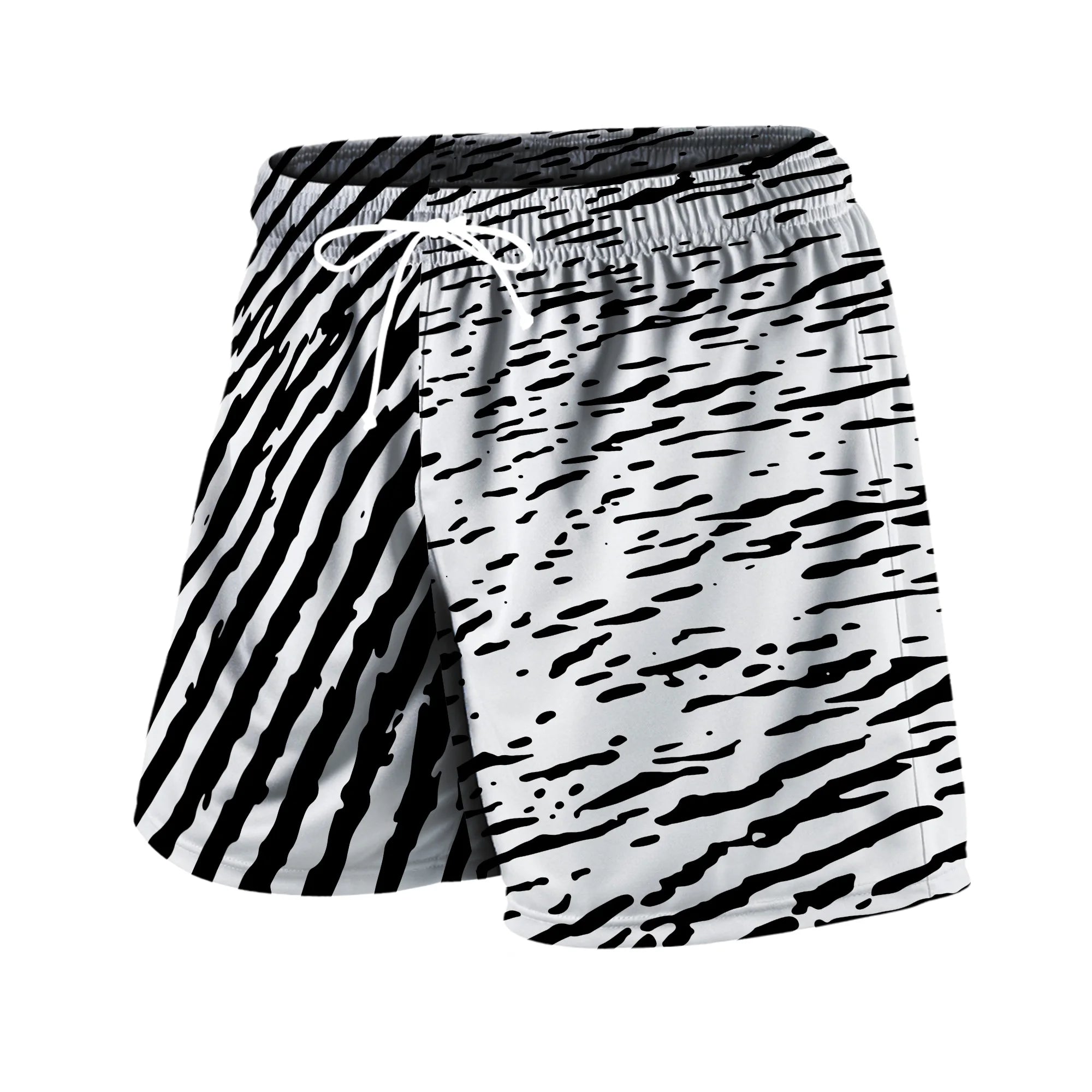 Personality Stripe Men's Beach Shorts Summer Color Block Casual Man Bottoms Sports Wear Breathable Short Pants Trend Streetwear