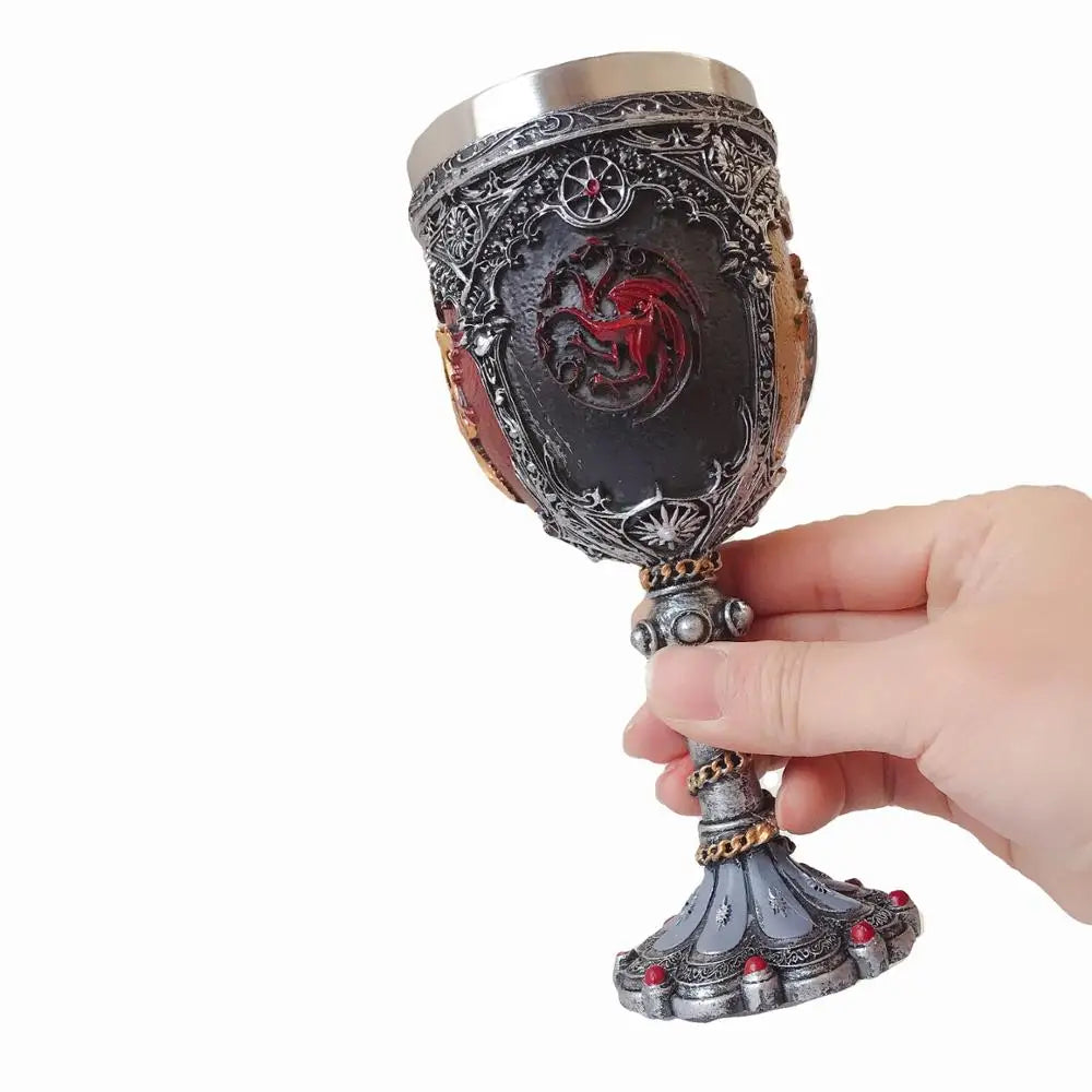 3D Goblet Cup Mini Beer Mug  Coffee Mugs Wine Glass Resin Stainless Steel Iron Tankard Sword  Dragon Wolf Map Drinkware Viking
