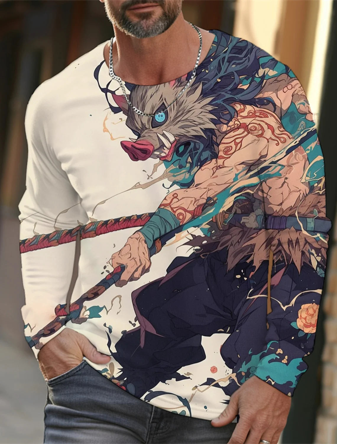 Men's long-sleeved T-shirt 3D printing anime printing men's long-sleeved T-shirt autumn tops HD pattern printing T-shirt