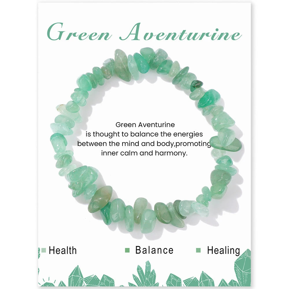 Irregular Chip Gravel Stone Bracelet With Card Fashion Natural Agates Carnelian Amazonite Gem Stone Stretch Bangle Jewelry Gift