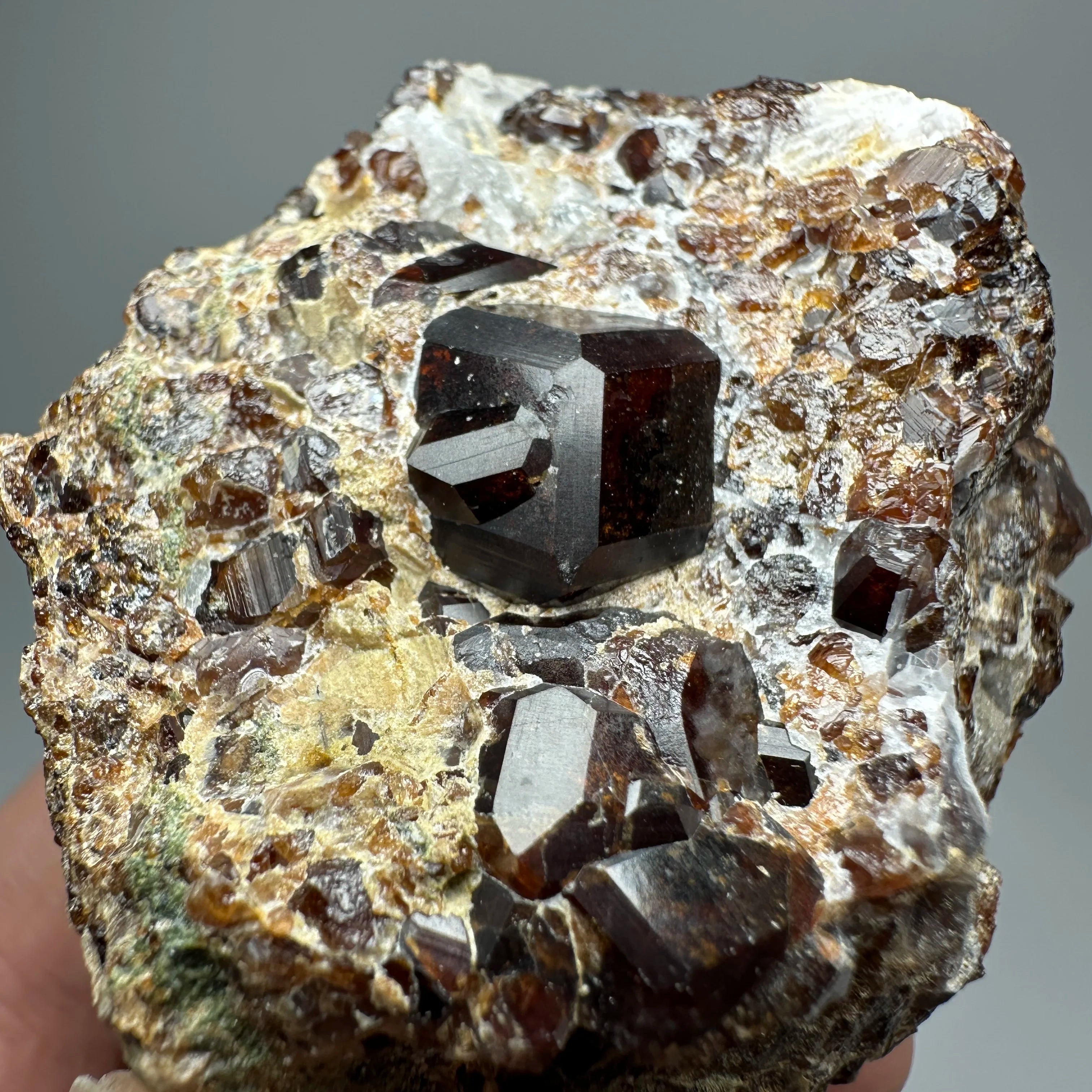 Natural Dark Brown Andradite Garnet Cluster Raw Crystal Mineral Specimen Calcite Matrix Healing Stone Home Decoration