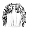 Japanese Mythology Mask Printed Sweatshirt Men's Clothes Harajuku Street Pullover Top 3D Printed Mysterious Culture Sweatshirts