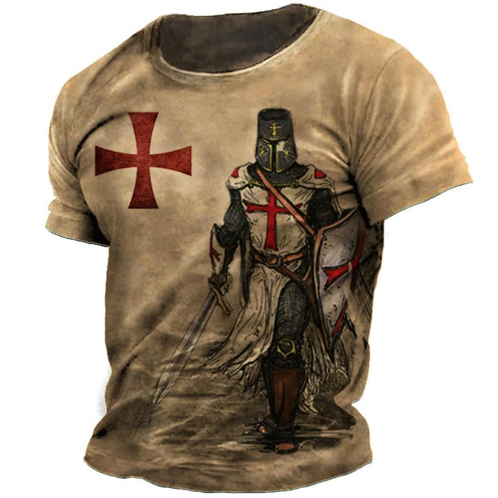 Fashion Retro Knights Templar 3D Printed Men's T-Shirts Summer Casual Streetwear Couple Tees Short Sleeve Tops Drop Shipping 5XL