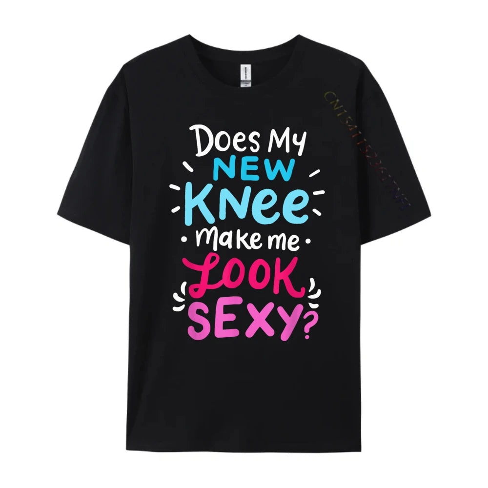 My New Knee Gift Funny Knee Replacement Surgery Joke Black Graphic Tees Men's Clothing Easter Sunday