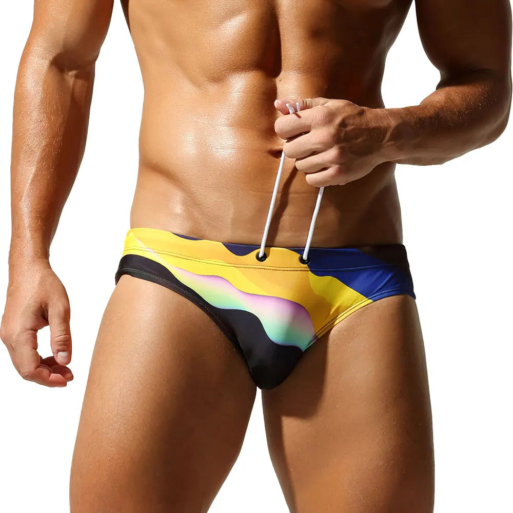 SEOBEAN Men's Swim Shorts Low-Waist Quick-Dry