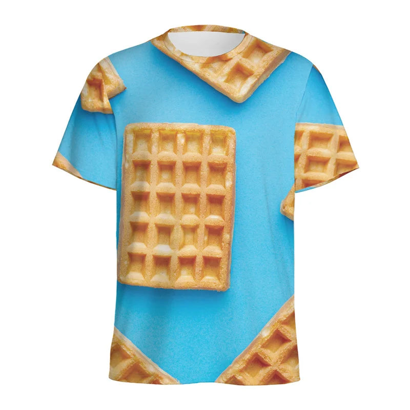 Cartoon Cookie Pattern T-shirt For Men Kids Summer Casual Short Sleeve 3D Printed T Shirts Loose Tops Streetwear O-Neck Tees