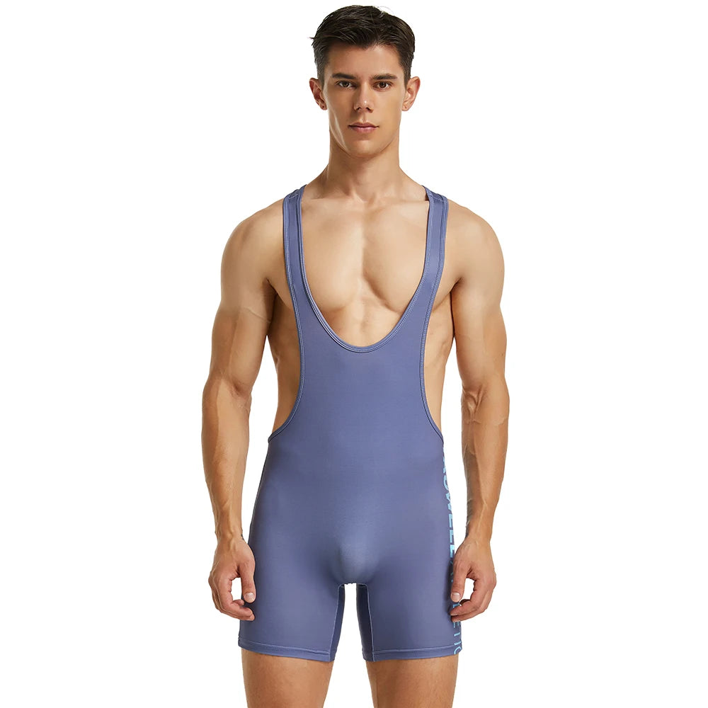 TAUWELL Men's Tank Tops Jumpsuit Bodybuilding Fitness Bodysuit Wrestling Singlet Men One-piece Vest Underwear Shapers