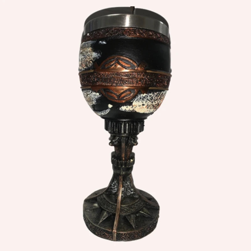 3D Goblet Cup Mini Beer Mug  Coffee Mugs Wine Glass Resin Stainless Steel Iron Tankard Sword  Dragon Wolf Map Drinkware Viking