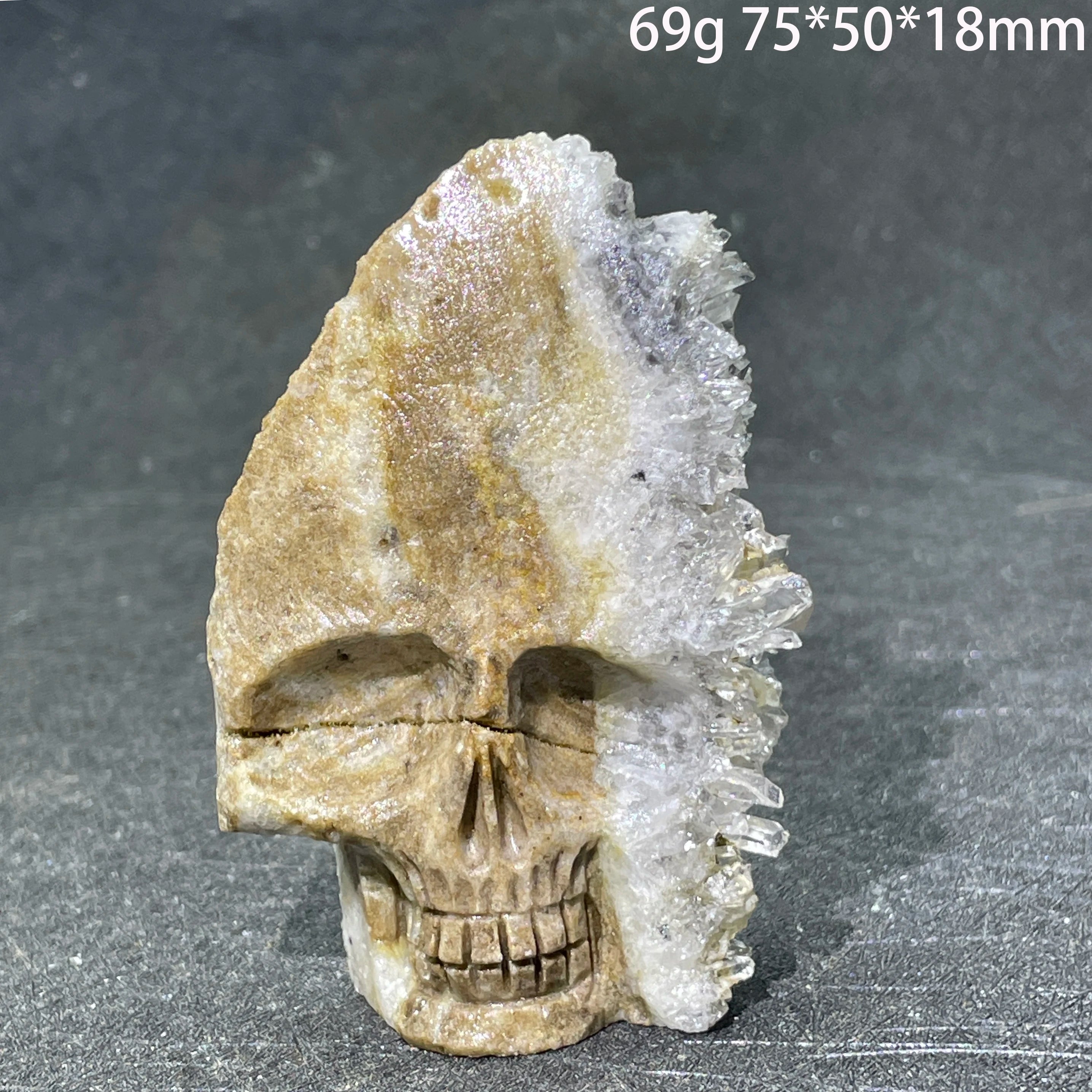 Natural Crystal Carving Skull Stone Clear Quartz Cluster Polished Rock