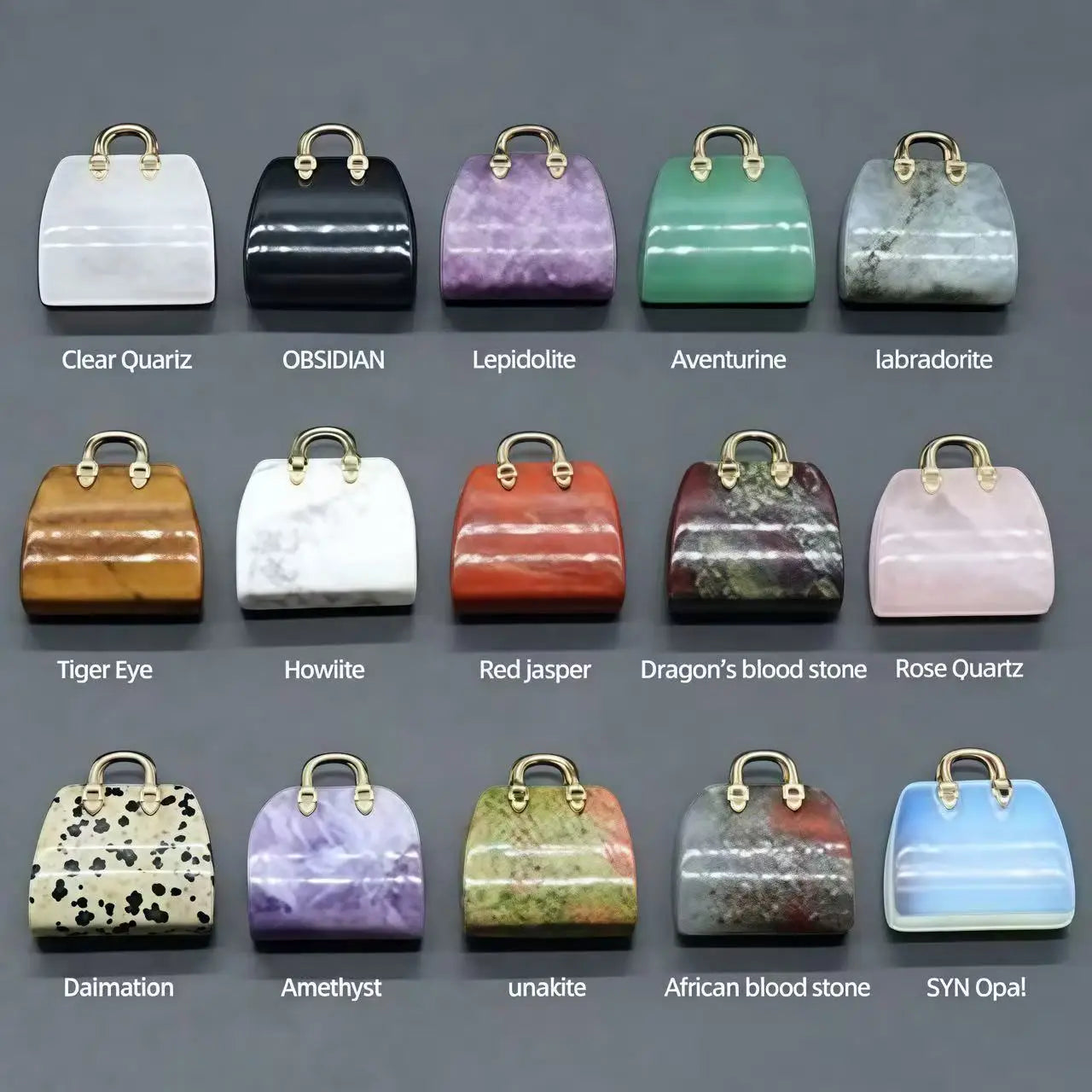 Crystal Handbag Gemstone Pendant Necklace
