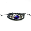 New Men 12 Constellation Black Braided Leather Bracelet Punk Style Zodiac Sign Multilayer Weave Wrap Bracelet For Birthday Gifts