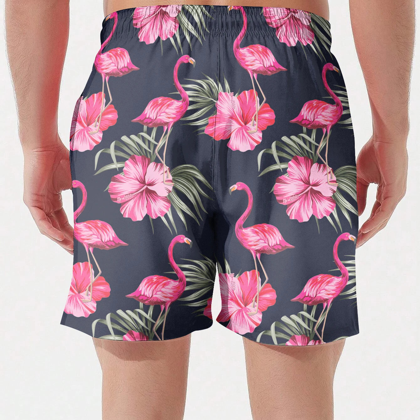 Men's Flamingo 3d Printed Beach Shorts Running Quick Dry Sportswear Casual Pocket Gym Bottoms Black Short Trousers Gift For Male