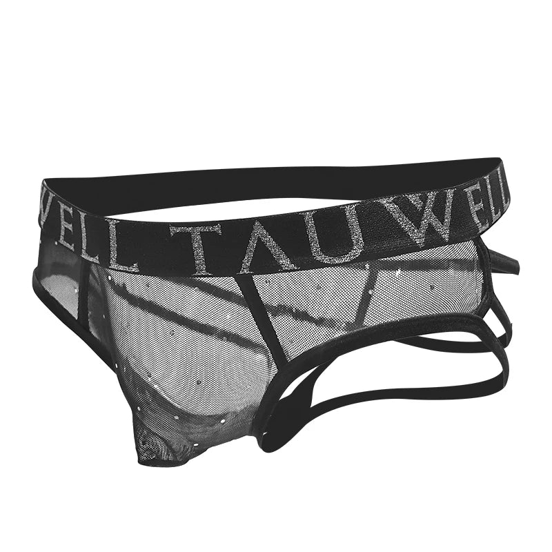 TAUWELL Men Sexy Briefs Transparent Underwear Thong Jockstrap Bondage Underpants Sexy Panties Briefs for Man