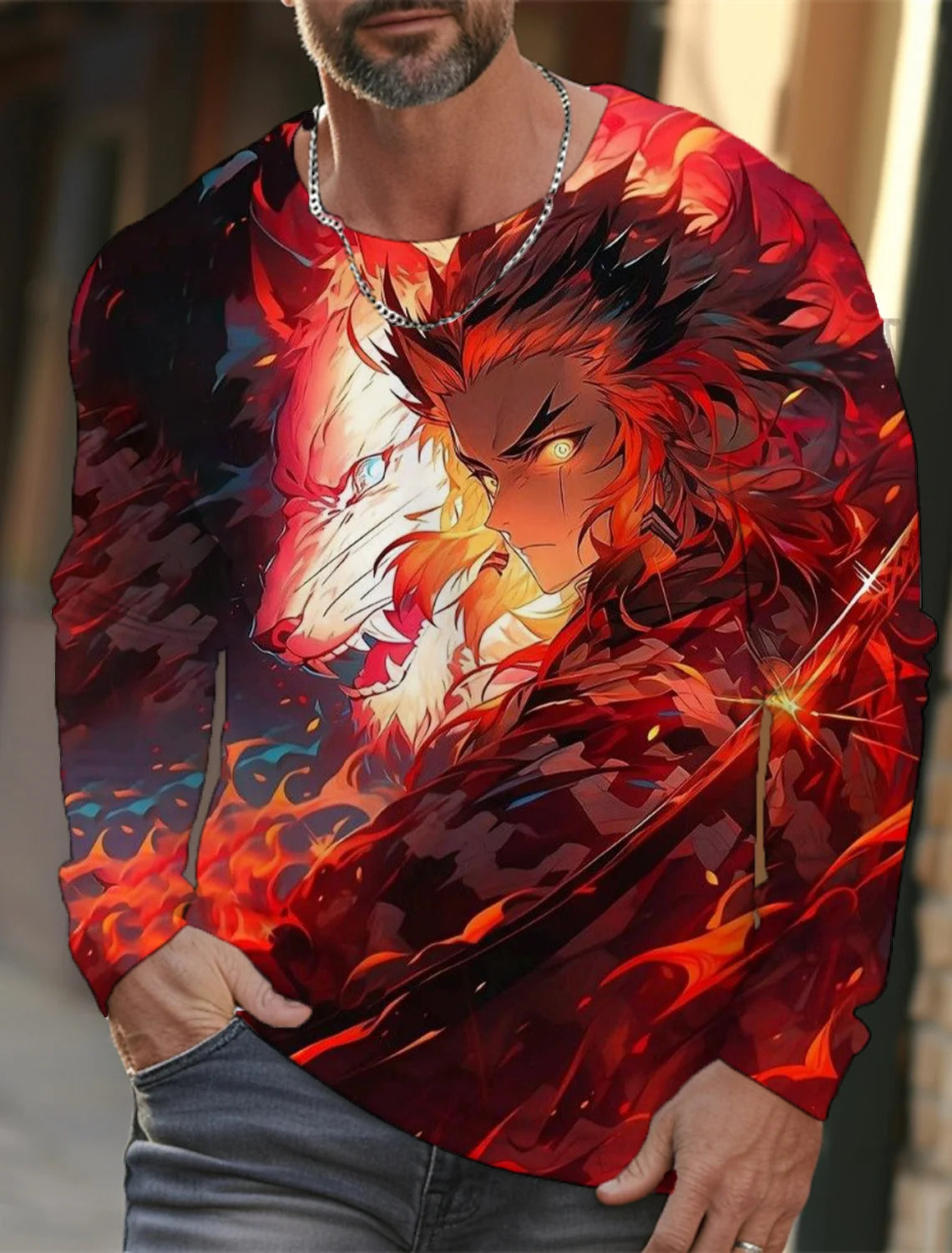 Men's long-sleeved T-shirt 3D printing anime printing men's long-sleeved T-shirt autumn tops HD pattern printing T-shirt