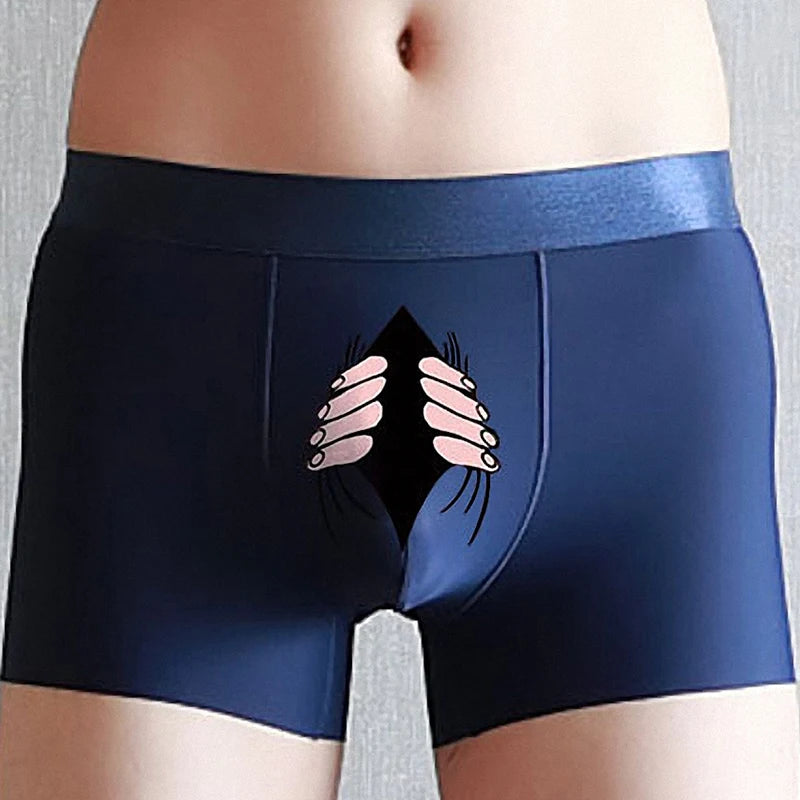 Men Silk Underwear Cartoon Boxer Mens Boxers Creative Funny