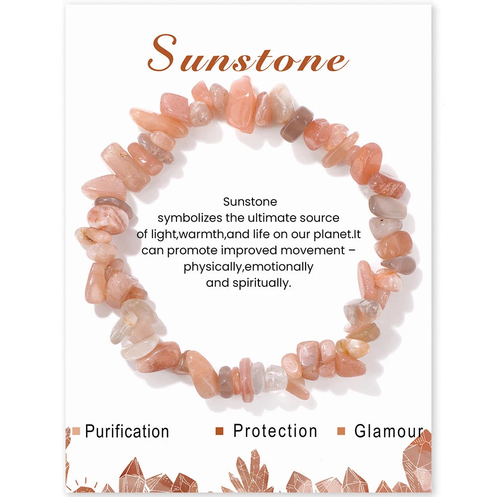 Irregular Chip Gravel Stone Bracelet With Card Fashion Natural Agates Carnelian Amazonite Gem Stone Stretch Bangle Jewelry Gift