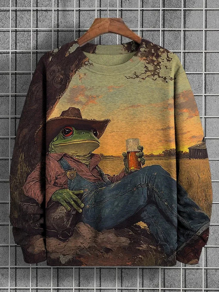 2025 Men's Animal Sweatshirts Long Sleeve Sweatshirt Crew Neck Fashion 3D Printed Japanese Art Prints Casual Sweatshirts