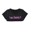 Short Sleeve Crop Top Men Sexy Scoop Neck T Shirts Summer Y2k Yes Daddy Printed Letters Man Clothes Tops Party Costume