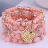 DIEZI Ethnic Bohemian Multicolor Crystal Beads Strand Bracelets Women Men Heart Tree Of Life Charm Bracelet Pulseira Feminina